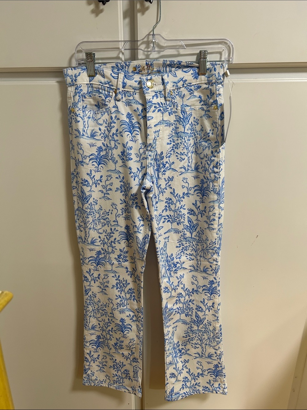 Lilly Pulitzer White Jeans Tall Tales  Floral Animal Toile NWT 2